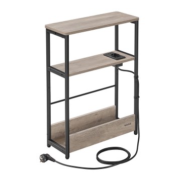 Bijzettafel met ingebouwd stopcontact en USB-poorten ROD bruin/zwart