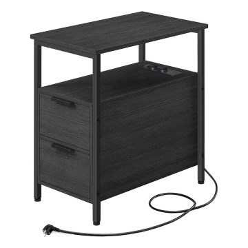 Bijzettafel met ingebouwde stopcontacten en USB-poorten ROD zwart