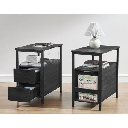 Bijzettafel met ingebouwde stopcontacten en USB-poorten ROD zwart