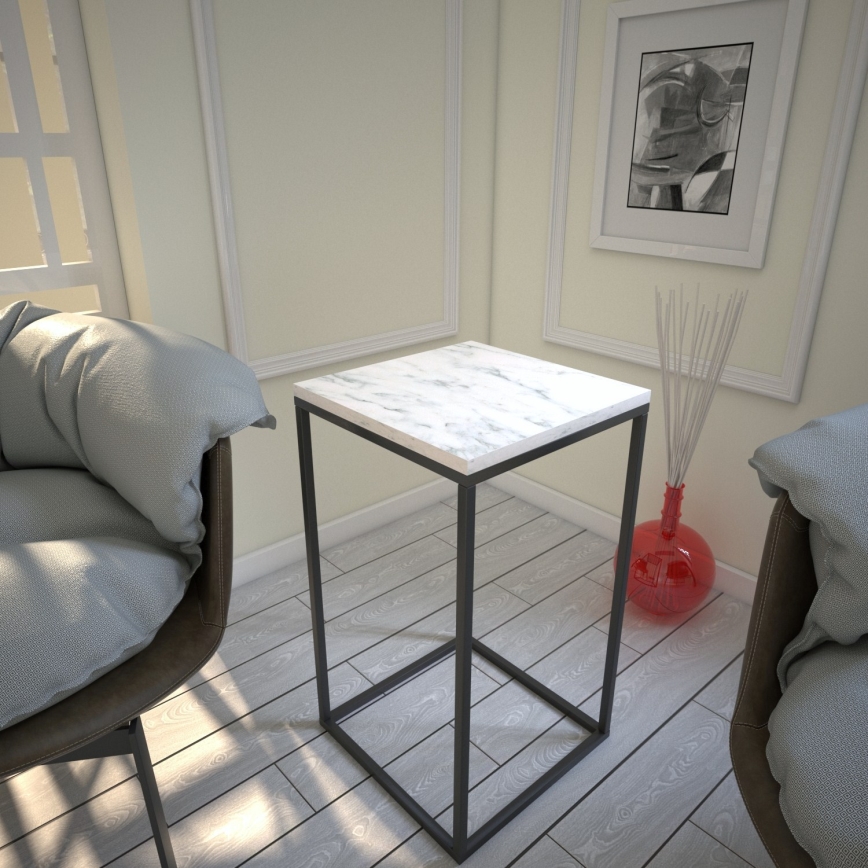 Bijzettafel PURE 62x35 cm wit/zwart