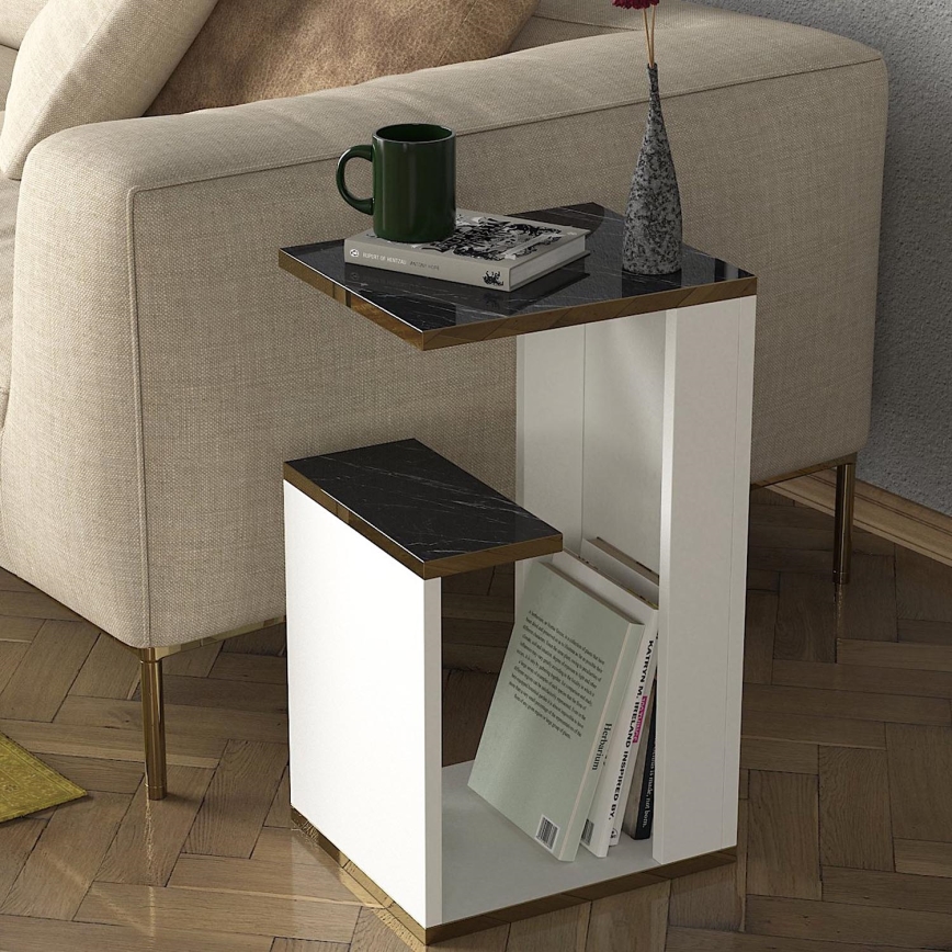 Bijzettafel RAVENNA 60x29,5 cm wit/zwart