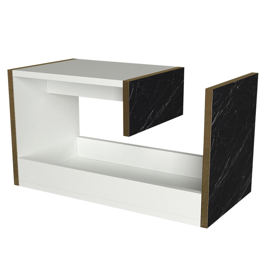 Bijzettafel RAVENNA 60x29,5 cm wit/zwart