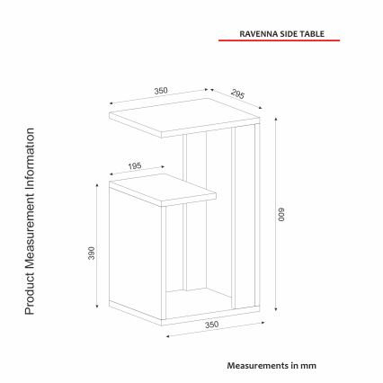 Bijzettafel RAVENNA 60x29,5 cm wit/zwart
