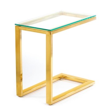 Bijzettafel STIVAR 51x50 cm goud/transparant