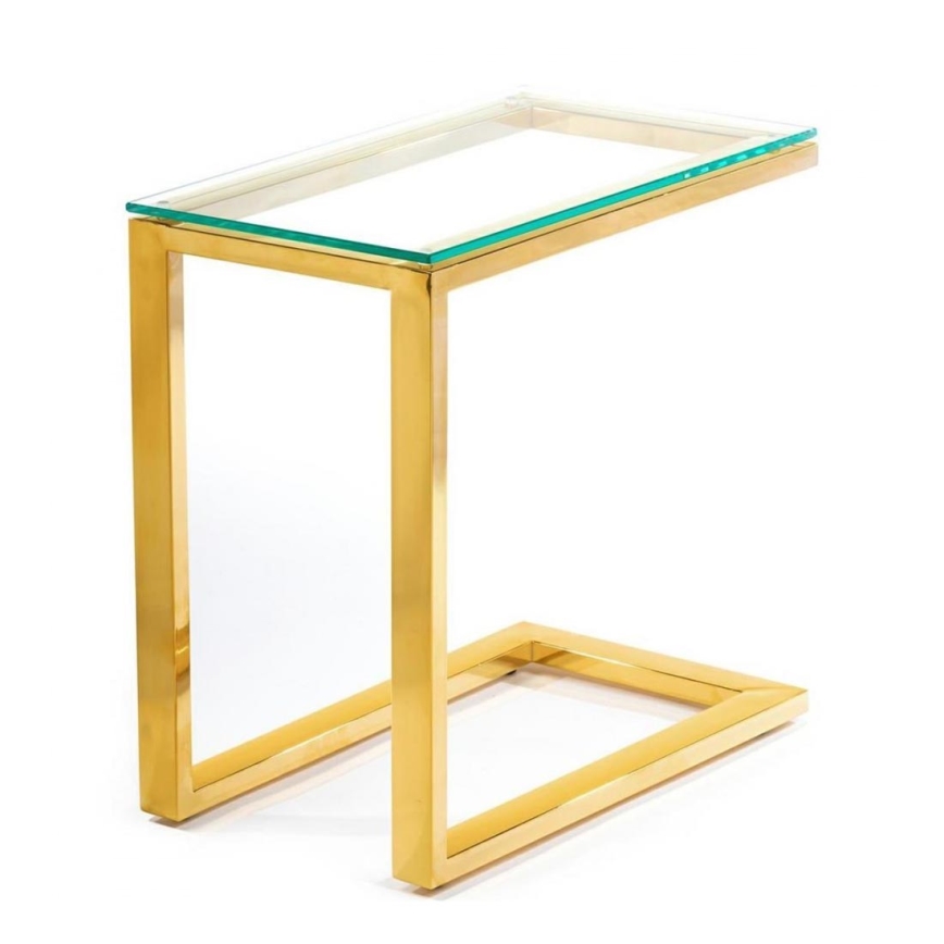 Bijzettafel STIVAR 51x50 cm goud/transparant