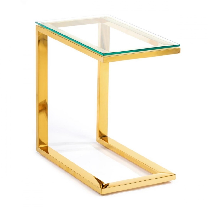 Bijzettafel STIVAR 51x50 cm goud/transparant