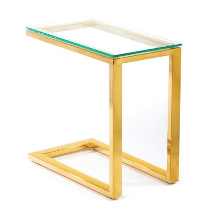 Bijzettafel STIVAR 51x50 cm goud/transparant