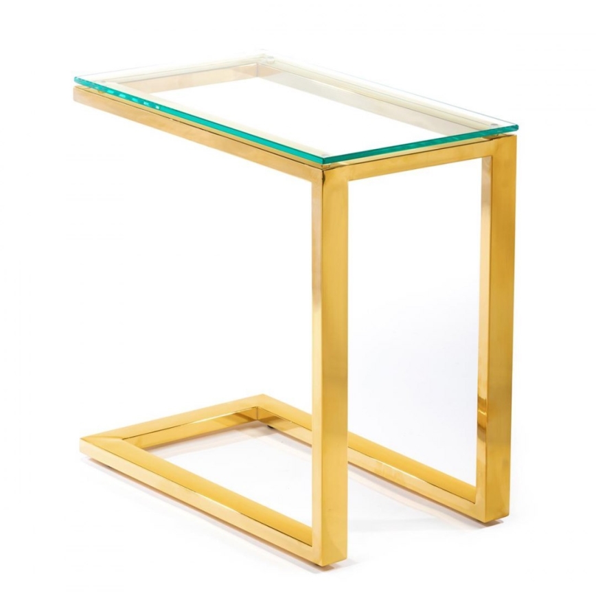 Bijzettafel STIVAR 51x50 cm goud/transparant