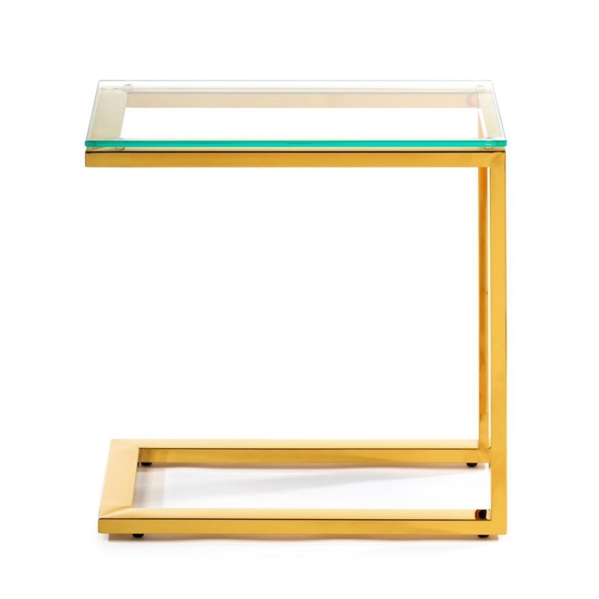 Bijzettafel STIVAR 51x50 cm goud/transparant