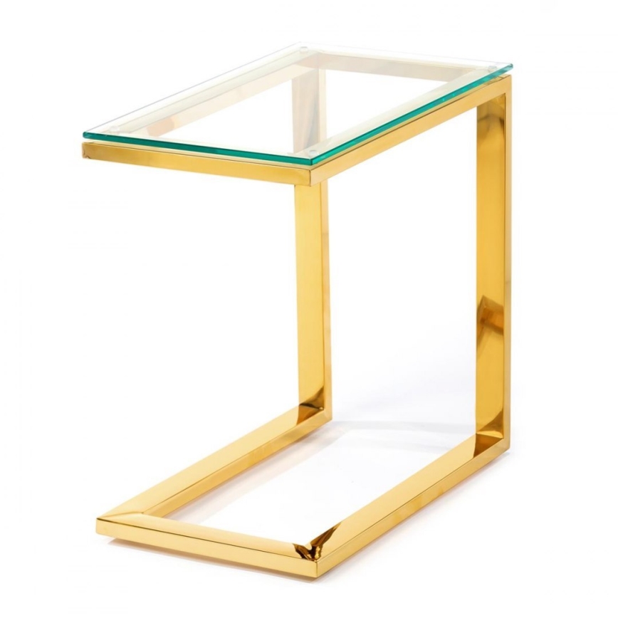 Bijzettafel STIVAR 51x50 cm goud/transparant