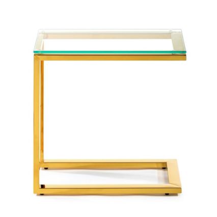 Bijzettafel STIVAR 51x50 cm goud/transparant