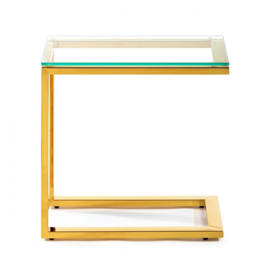 Bijzettafel STIVAR 51x50 cm goud/transparant