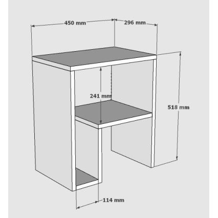 Bijzettafel YEPA 52x45 cm wit