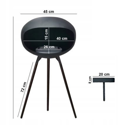 Bio-ethanolhaard TOKIO 45x100 cm, 2 kW, zwart