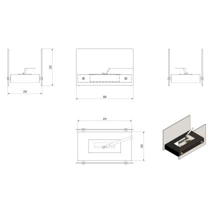 Kratki - BIO haard 25,2x39cm 1kW wit