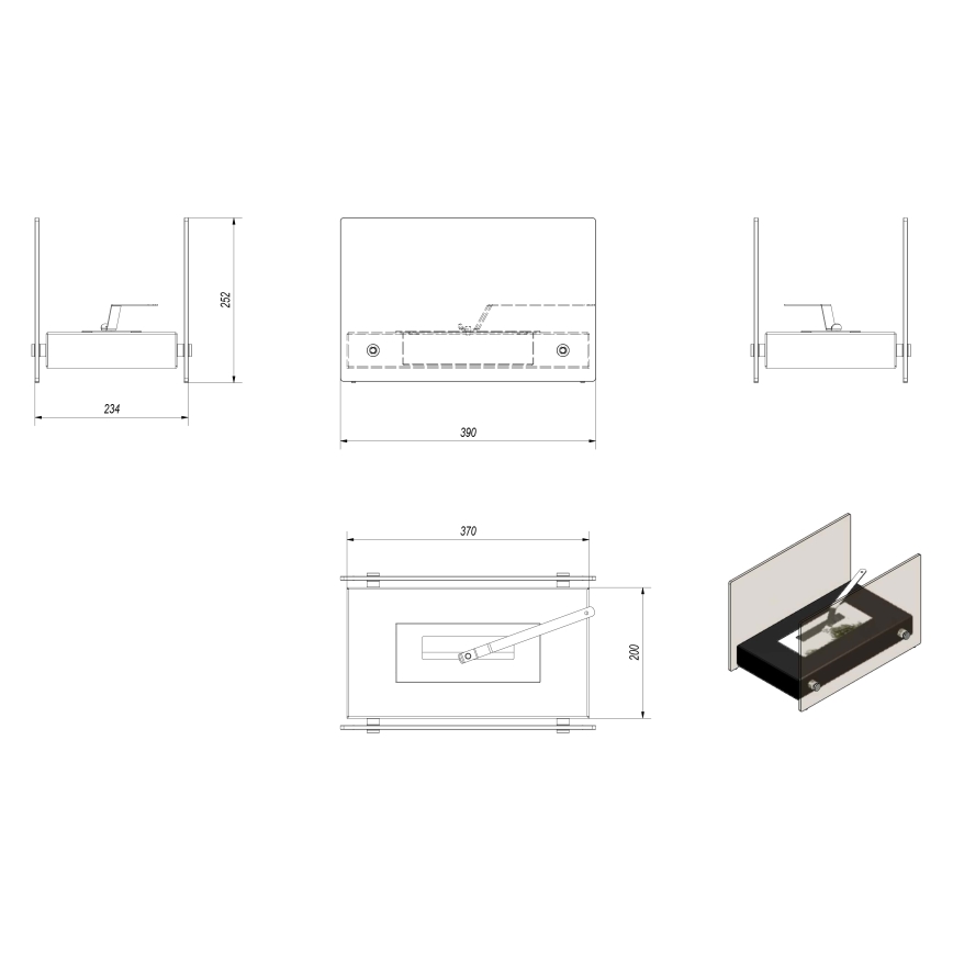 Kratki - BIO haard 25,2x39cm 1kW wit