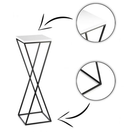 Bloemenstandaard LOFT 70x24 cm zwart/wit