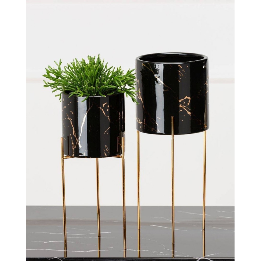 Bloemenstandaard NILA 28x11 cm zwart/goud