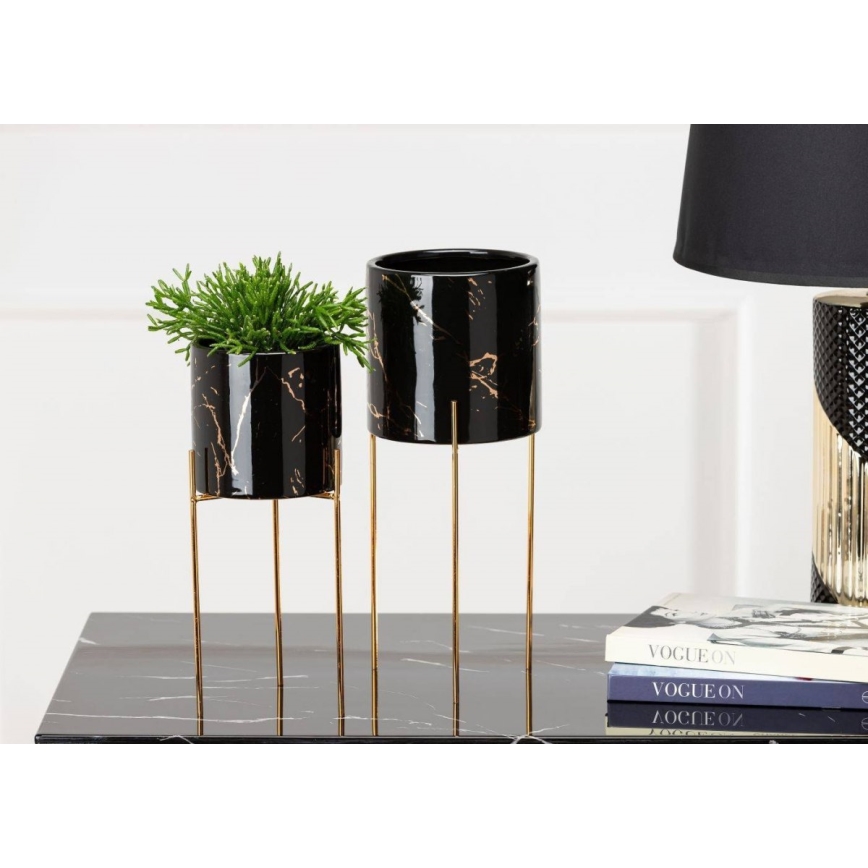 Bloemenstandaard NILA 28x11 cm zwart/goud