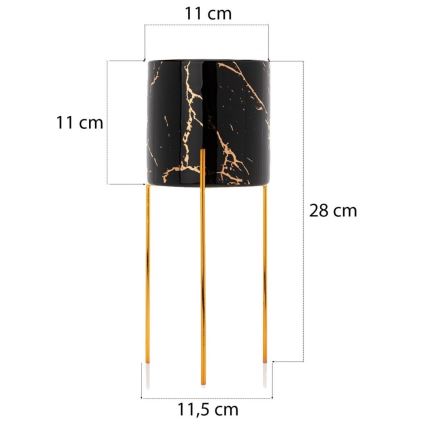 Bloemenstandaard NILA 28x11 cm zwart/goud