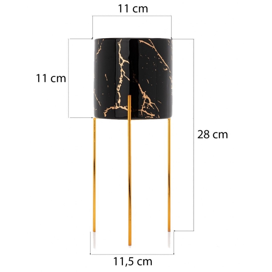 Bloemenstandaard NILA 28x11 cm zwart/goud
