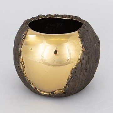 Bloempot diameter 18,5 cm goud/bruin