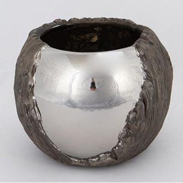 Bloempot diameter 18,5 cm zilver/bruin