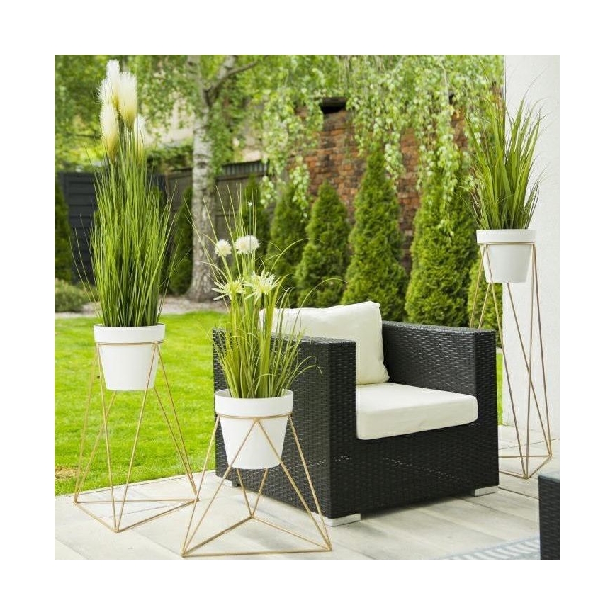 Bloempotstandaard TRIANGL 40x45 cm goudkleurig