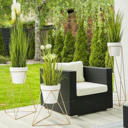 Bloempotstandaard TRIANGL 90x50 cm goudkleurig