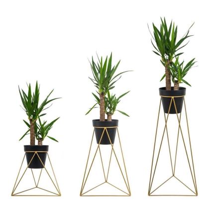 Bloempotstandaard TRIANGL 90x50 cm goudkleurig