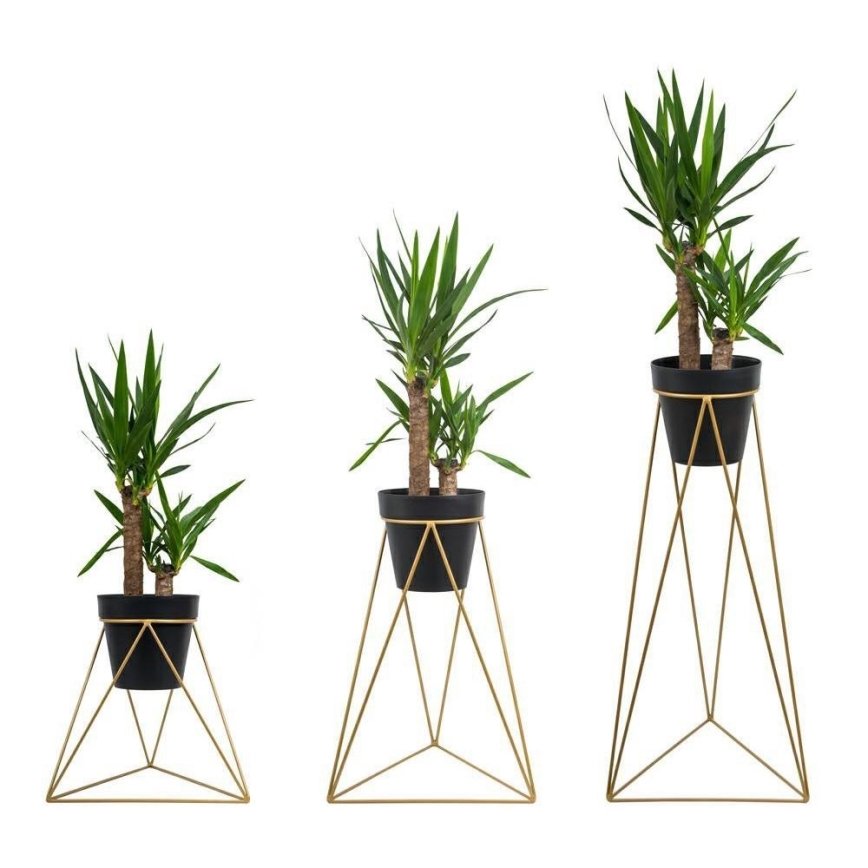 Bloempotstandaard TRIANGL 90x50 cm goudkleurig