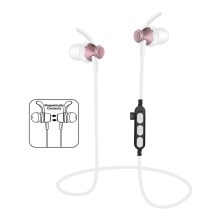 Bluetooth oordopjes met microfoon en Micro SC kaart lezer, wit / roze
