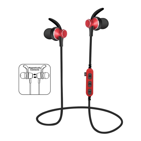 Bluetooth oordopjes met microfoon en Micro SC kaart lezer, zwart / rood