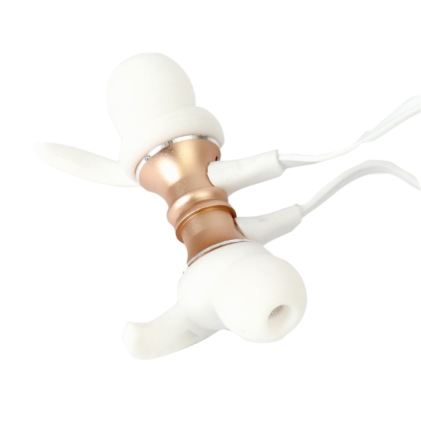 Bluetooth oordopjes met microfoon en Micro SD kaart lezer, wit / goud
