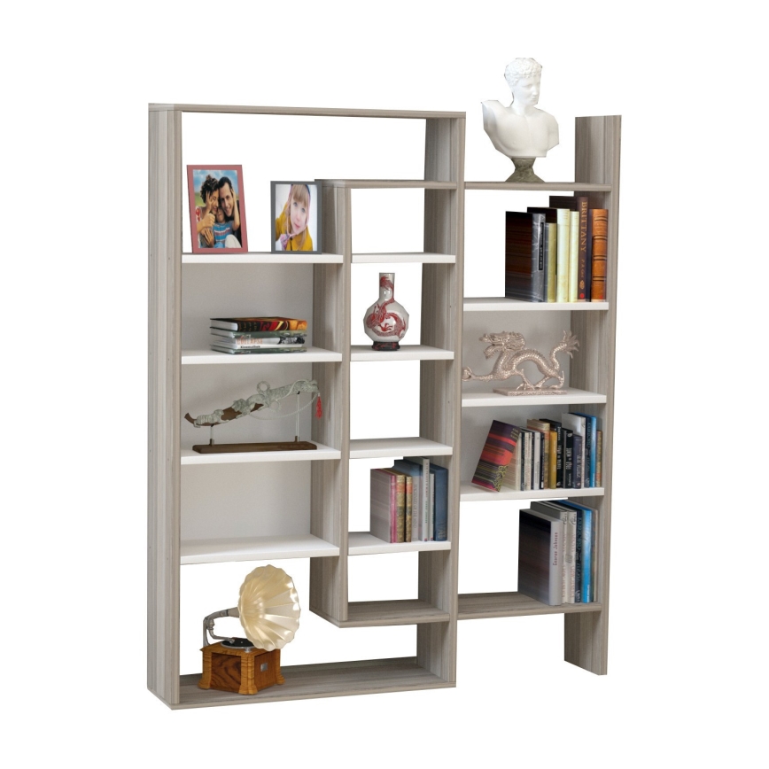 Boeken Kast BELINDA 139x94 cm wit/grijs