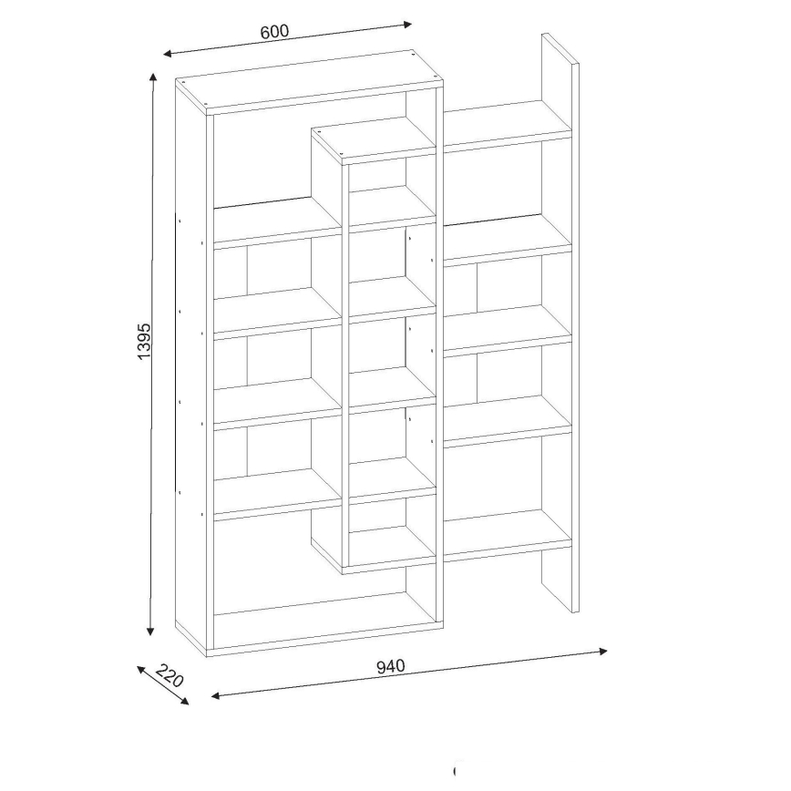 Boeken Kast BELINDA 139x94 cm wit/grijs