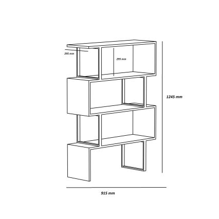 Boekenkast ADRIANA 124x91,5 cm beige/zwart