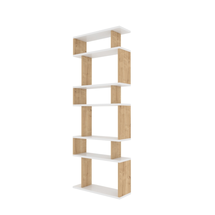 Boekenkast BATES 160x60 cm wit/eiken