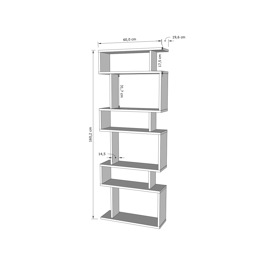 Boekenkast BATES 160x60 cm wit/eiken