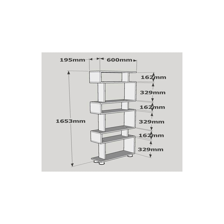 Boekenkast BLOK 165x60 cm wit/bruin