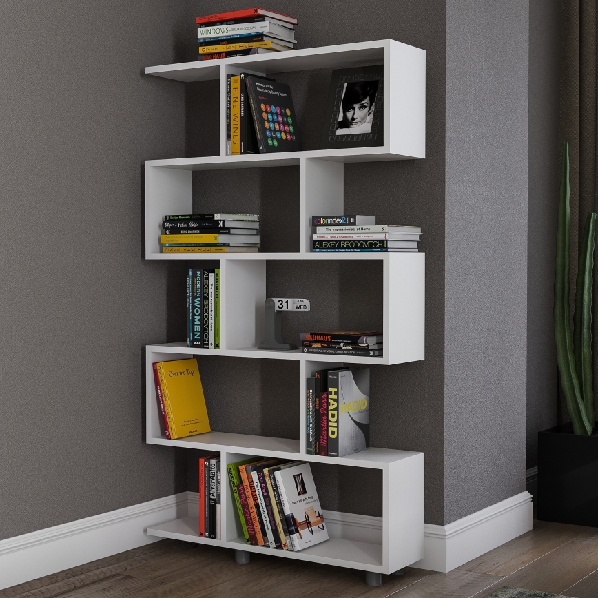 Boekenkast ELIF 156x90 cm wit