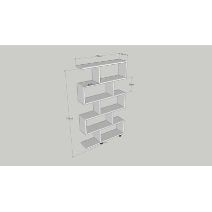 Boekenkast ELIF 156x90 cm wit