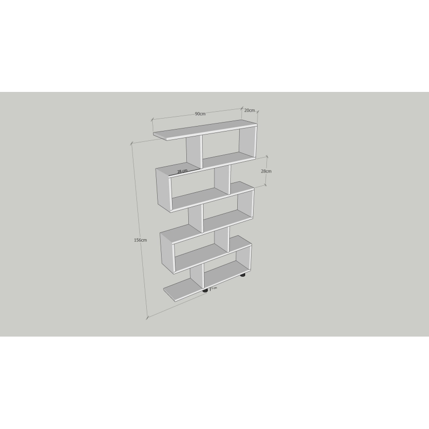 Boekenkast ELIF 156x90 cm wit