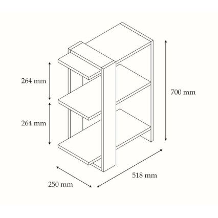 Boekenkast GAYE 70x51,8 cm wit/bruin