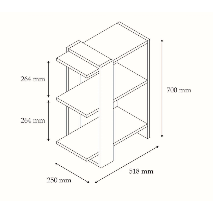 Boekenkast GAYE 70x51,8 cm wit/bruin