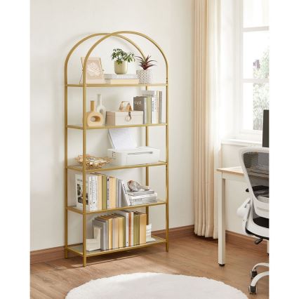Boekenkast GLASY 83x184x30 cm goudkleurig