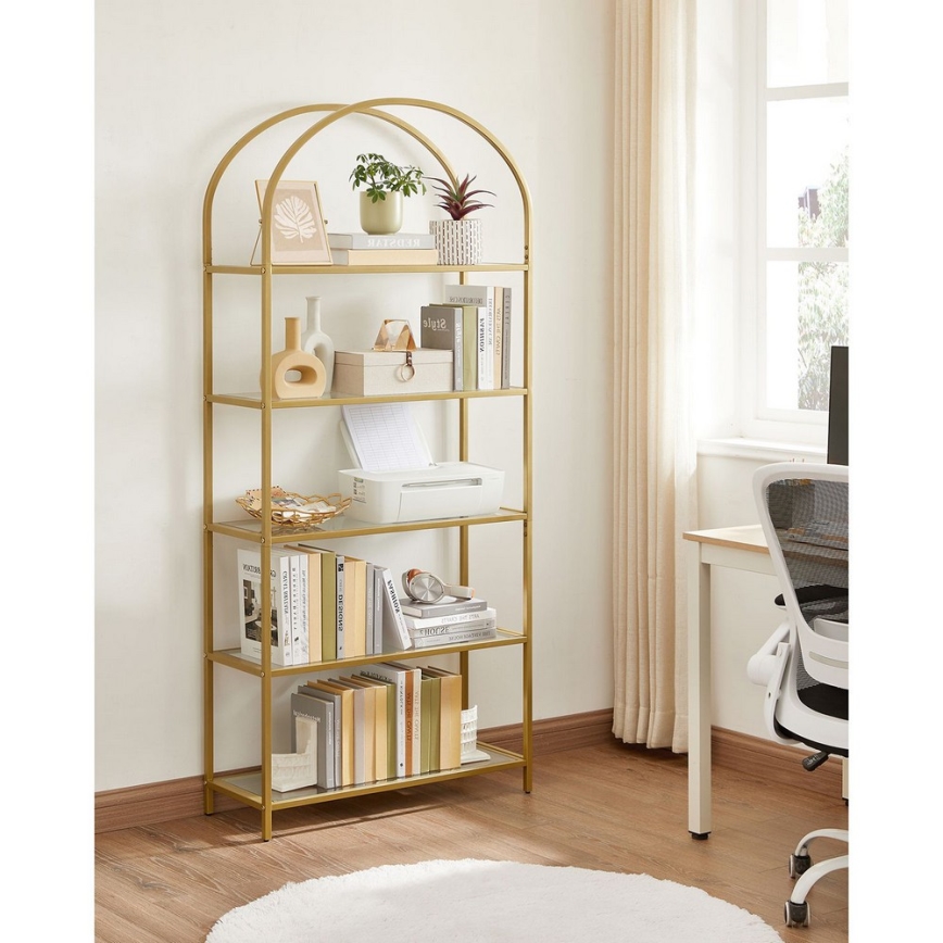 Boekenkast GLASY 83x184x30 cm goudkleurig