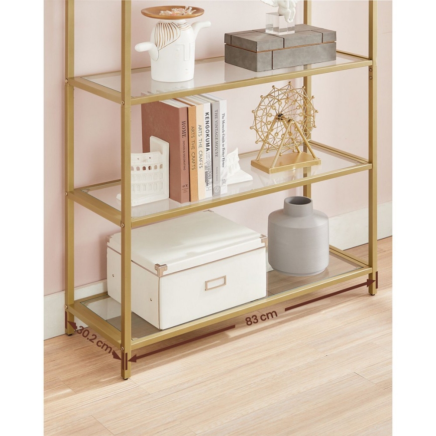 Boekenkast GLASY 83x184x30 cm goudkleurig
