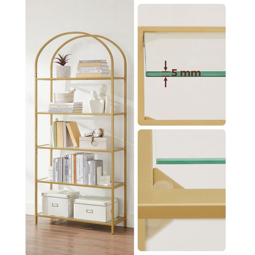 Boekenkast GLASY goud