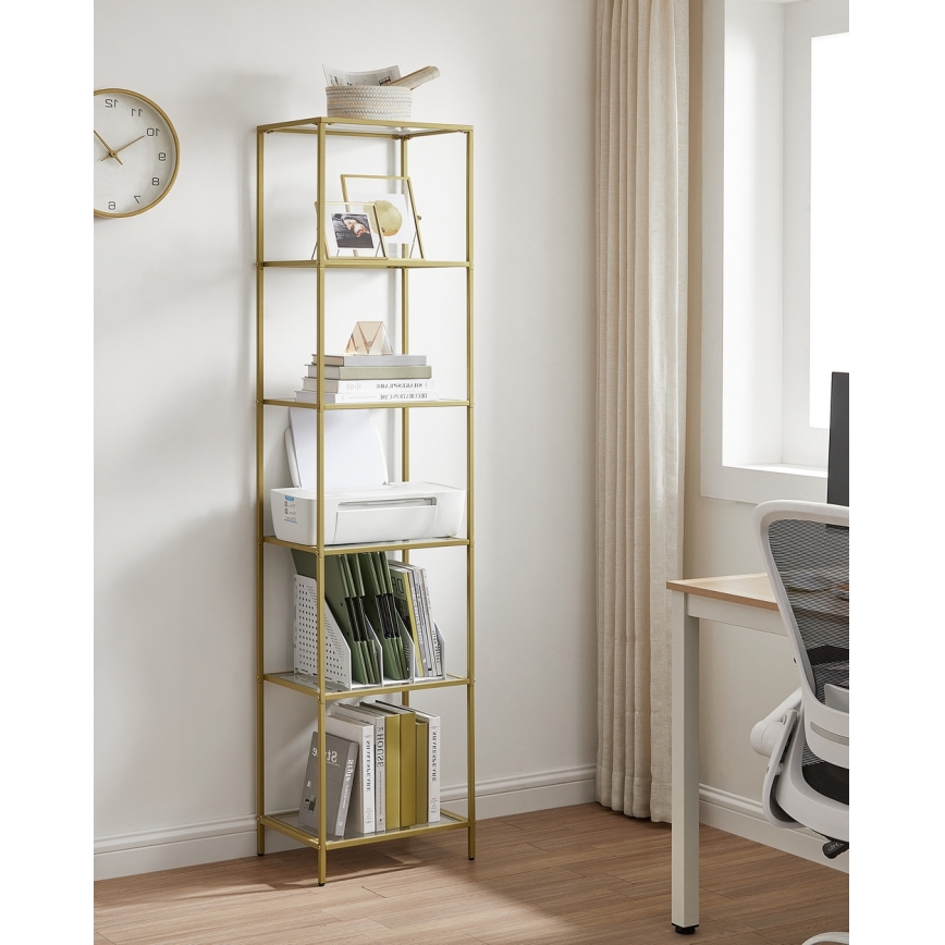 Boekenkast GLASY goud
